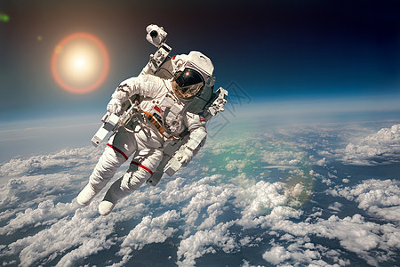 太空宇航员地球的背景下图片
