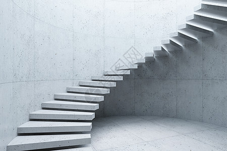 混凝土内部现代楼梯,三维渲染图片