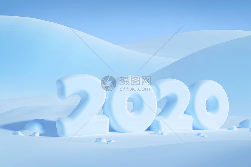 2020年新年快乐创意背景或贺卡三维渲染图片