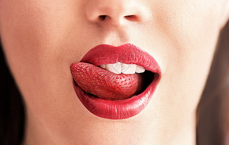 纯红色草莓舌的图像背景图片
