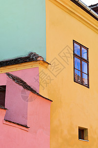 抽象的五颜六色的房子希奇索拉罗马尼亚高清图片