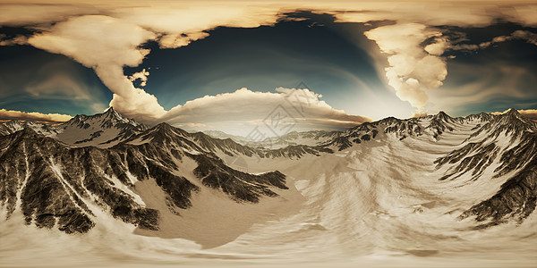 阳光明媚的天,山顶上的晚霞虚拟现实山顶上360缕夕阳图片