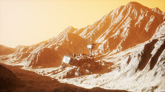 好奇火星探测器探索红色星球的表面图片