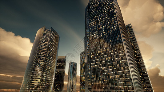 城市里有云阳光的摩天大楼或现代建筑城市里的摩天大楼或现代建筑图片