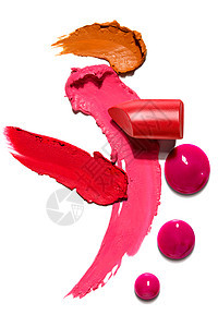 创意照片的化妆品样本美容产品口红唇彩白色背景图片
