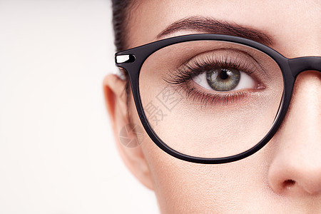 戴眼镜的长睫毛的女眼睛戴眼镜的模特视力矫正视力差眼镜架化妆,化妆品,美容,图片