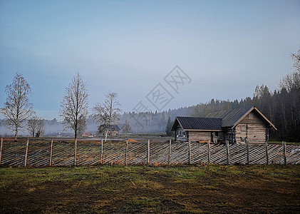 森林边缘的俄罗斯旧村庄俄罗斯西北部,KareliansVeps的木制建筑俄罗斯旧村庄图片