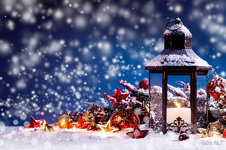 燃烧蜡烛,灯笼圣诞节装饰神奇的波克灯背景灯笼圣诞装饰背景图片
