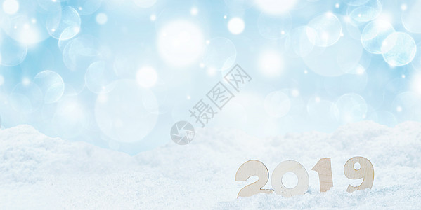 2020年新年雪理念木制2020年新年水平模板与蓝色白色博科赫背狗2019年雪中新年图片