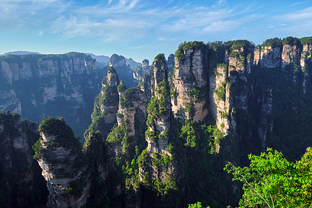 中国著名的旅游景点张家界石柱崖山日落湖南武陵源张家界山脉,中国图片