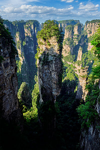 中国著名的旅游景点化身哈利路亚山张家界石柱悬崖山日落湖南武陵源,中国张家界山脉,中国图片