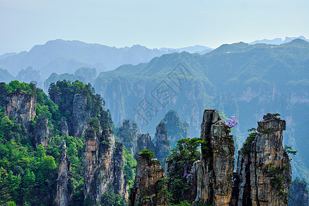 中国著名的旅游景点张家界石柱崖山日落湖南武陵源张家界山脉,中国图片