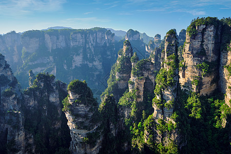 张家界的山中国著名的旅游景点张家界石柱崖山日落湖南武陵源张家界山脉,中国背景