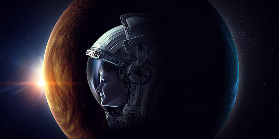 地球上太空中的小男孩宇航员这幅图像的元素由美国宇航局提供探索外层图片