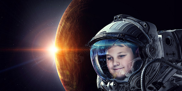 地球上太空中的小男孩宇航员这幅图像的元素由美国宇航局提供探索外层图片