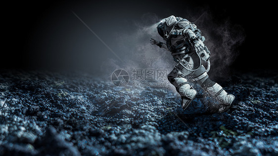宇航员穿着宇航服行星表面跑步宇航员跑得很快图片