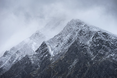 惊人的细节景观图像的雪帽笔YrOle文山雪冬风暴背景图片