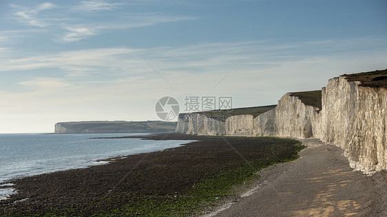 美丽的夏季景观日落图像七姐妹粉笔悬崖英国图片