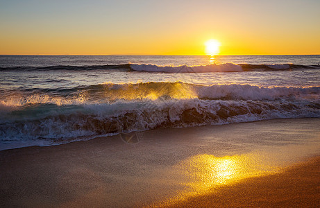 神奇的夏威夷海滩美妙的日落图片