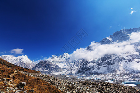 风景优美的山景,坎陈琼加地区,喜马拉雅山,尼泊尔图片
