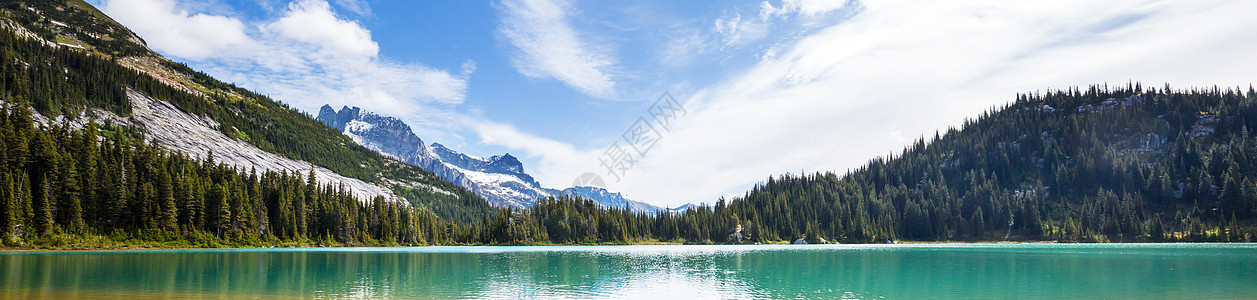 宁静的湖泊夏季的山区美丽的自然景观图片