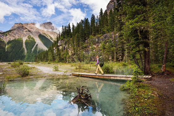 加大山区徒步旅行的人徒步旅行北美最受欢迎的娱乐活动有很多风景如画的小径图片