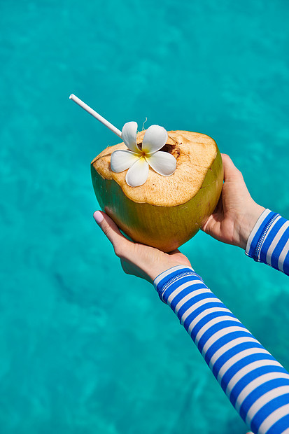 椰子绿松石的海洋上马尔代夫的暑假图片