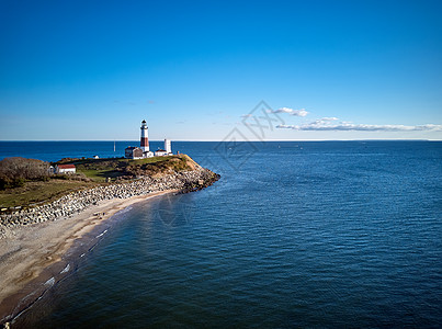蒙托克灯塔海滩航拍,长岛,纽约,美国图片