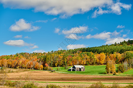 秋季景观与旧房子佛蒙特,美国图片