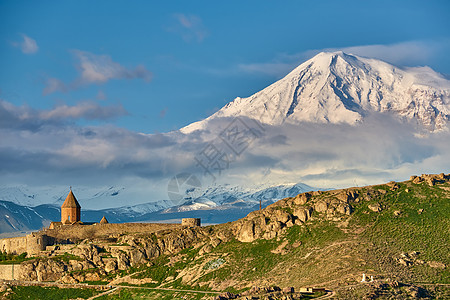 古城堡修道院KhorVirap亚美尼亚与阿拉拉特山景观的背景它成立于21662图片