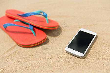 技术,假期暑假智能手机拖鞋海滩沙滩智能手机拖鞋海滩沙滩上图片
