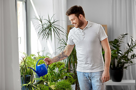 人,自然植物护理的人家里浇水男人家浇水图片