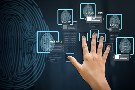 未来的技术,安全识别手用交互式板触摸屏与指纹扫描系统触摸屏幕扫描指纹图片