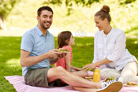 父母吃饭家庭,休闲人的快乐的母亲,父亲女儿夏季公园野餐快乐的家庭夏天的公园野餐背景