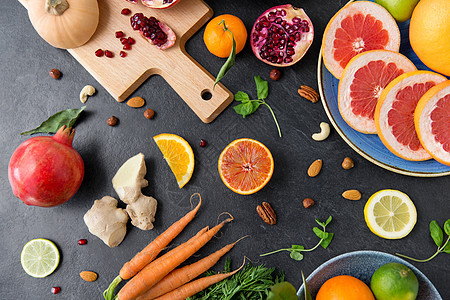 健康饮食,素食,饮食烹饪同的蔬菜水果石板桌上石板桌上同的蔬菜水果背景图片