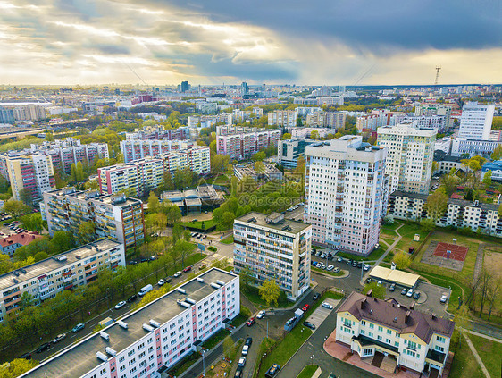 大城市春季鸟瞰明斯克市,白俄罗斯共国首都图片