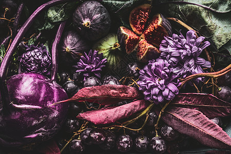 紫色食物的背景与水果蔬菜,图片