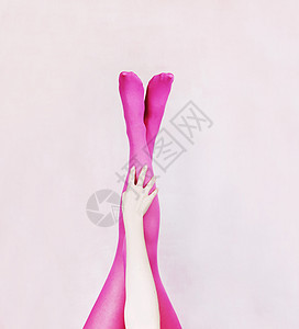 女腿穿粉红色紧身衣图片