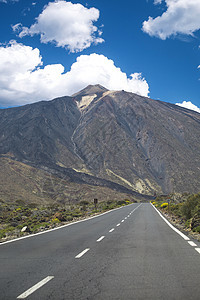 西牙金丝雀热带岛屿特内里费的山地景观埃尔泰德火山主干道上美丽的景色图片