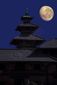 帕坦加德满都山谷的古老城市尼泊尔超级月亮图片