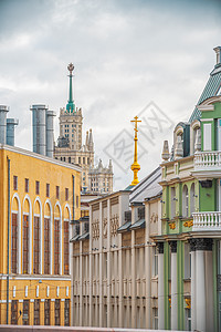 莫斯科市中心的古街离红色广场远背景图片