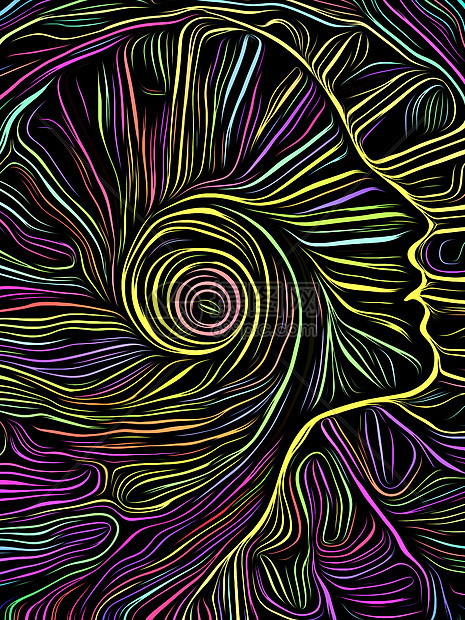 人的脸融合黑白木刻图案中关于思想意识理人类戏剧的黑色诗歌系列