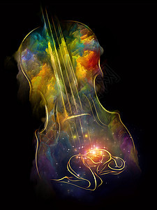 超现实小提琴,人物星光构图的表现艺术音乐图片