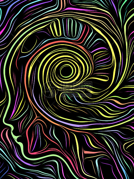 人的脸融合黑白木刻图案中关于思想意识理人类戏剧的黑色诗歌系列