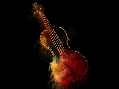 音乐梦想系列小提琴的构图抽象的彩色绘画适合乐器旋律声音表演艺术创造力等项目的背景图片