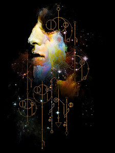 命运的数学她的符号系列轻女关于内自占星术神秘巫术魔法及其符号的抽象肖像画图片