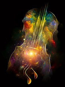 小提琴线条彩色星云绘画插图的音乐,歌曲表演艺术小提琴梦想系列背景图片