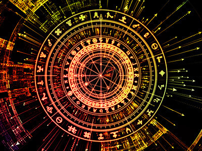 意义系列的圆圈由神的符号箭头分形元素成,灵占星术占卜魔法的隐喻图片