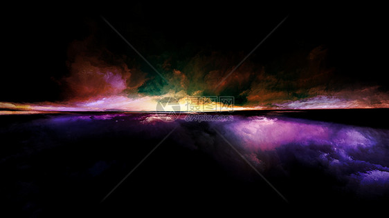 透视涂料系列背景构图的云,颜色,灯光地平线的插图,绘画,创造力想象力图片