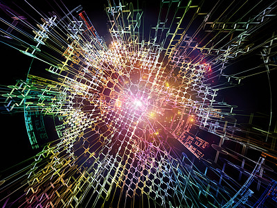技术爆发明亮的数学生成的抽象径向元素,以说明科学教育计算机技术学科的快速扩展图片